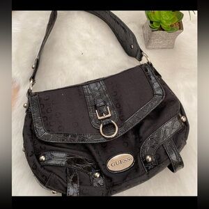 Guess Black Patterned Shoulder Bag